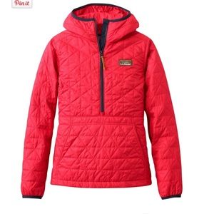 LLBean Women’s Insulted Pullover Bright Red & Navy